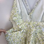 AQUA Yellow Floral Tiered Spaghetti Strap Maxi Dress Side Cut Outs Size Large Photo 8