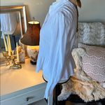 Loft  Smocked Peplum white pirate boho chic goth feminine Blouse M Photo 5