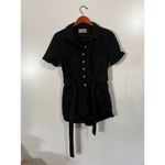 Urban Outfitters UO Denim Short Jumpsuit Romper in Black Size Medium with Waist Tie Photo 3