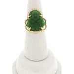 Plated Gold Green Buddha Adjustable Ring Photo 3