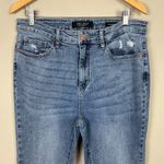 Judy Blue Jeans Womens 15/32 Blue Slim Bootcut Light Wash Distressed Denim Slit Photo 4