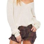Free People Morning Rain High Waisted Linen Blend Cut Off Frayed Striped Shorts Photo 0