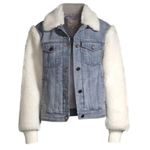 Rebecca Taylor LA VIE DENIM & FAUX FUR JACKET - LIGHT DENIM Size M Photo 5