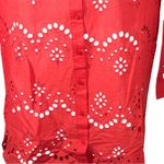 ADIVA Red Pink Sheer Eyelet Lace Peasant Blouse Boho Festival Top Small NWT Photo 4