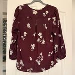 Collective Concepts  Merlot Floral Blouse Sheer V-Neck Burgundy XL EUC Photo 14