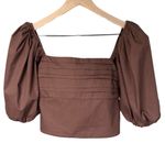 Abercrombie & Fitch Puff-Sleeve Crop Top Brown Women's Size Small Photo 1