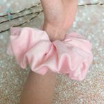 Jumbo Scrunchie Oversized Scrunchie Baby Pink Minky Scrunchie With Embossed Stars Photo 6