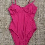ANDIE  Swim Neon Pink Hibiscus Underwire Bra Bermuda One Piece Swimsuit Small Photo 2