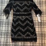 Aidan Mattox Fully Beaded Fringed Elbow-Sleeve Short Cocktail Dress Photo 3