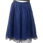 Little Mistress New MIDI Skirt Petite Blue Allover Pearl Embellished Full Size 0 Photo 3