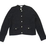 J.Crew NWT Odette in Black Cotton-blend Bouclé Cable-knit Sweater Lady Jacket L Photo 0
