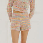 Something Navy  Pastel Rainbow Sweater Shorts Rainbow SMALL Crochet Italian $115 Photo 5