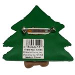 Vintage Christmas Holiday Costume Velvet Bear & Plastic Tree Pin 2" Photo 1