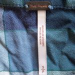 Free People  Oversized Raw Hem Button Down Shirt S Blue Plaid Photo 4