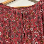 Chris & Carol  Brick Red Floral Smocked Maxi Dress Short Sleeve Size Small Photo 7