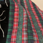 Vtg Oak Hill Black Velvet and Tartan Embroidered Cotton Christmas Vest Sz XL Photo 3