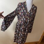 Boden Womens Floral Button Through Jersey Dress Long Sleeve V Neck 16/18R plus Black Photo 3