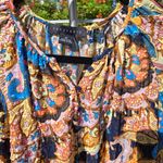 Sanctuary Multicolor Semi Sheer Paisley Sparkle Blouse Size X Small Puff Sleeves Photo 6