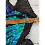 Endless Rose Anthropologie Party Dress with Blue-Green Sequins and Black Mesh Photo 4