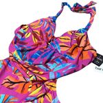 Bar III Paradise Palms Cowl Cutout Magenta Pink Floral One Piece Swimsuit NWT S Photo 3