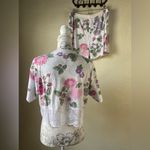 BODY DRAMA summer floral pajama set, lace detail size Medium,‎ vintage White Photo 3