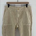 Sundance  Organia Linen Cotton Crochet Lace Roll Tab Pants Sand Size 12 Photo 4