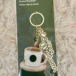 Starbucks Enamel Keychain Coffee Cup Siren Logo Gold Tone New Photo 0