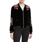 Johnny Was  Velvet Zip Jacket Silk Embroidered Floral Black Medium Women’s Design Photo 2