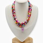 Multicolor Colorful Beaded Gummy Bear Charm Pendant Y2K Fun 3 Piece Set Necklace Pink Photo 0
