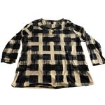 Investments  Beige Black Geometric Print Long Sleeve Top Women’s XL Photo 1