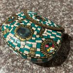 Vintage Turquoise & White Mosaic Tile Purse Blue Photo 2
