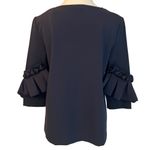 COS  Navy Blue 3/4 Sleeve Ruffle Frill Swing Top Blouse Scuba Fabric Size S NWOT Photo 5
