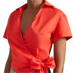Anthropologie Maeve red/orange wrap shirt Medium Photo 0