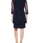 R & M Richards  Navy Blue Dress with Rhinestones & Sheer Cardigan Formal Wedding Photo 2