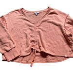 JoyLab Oversized Cotton Crop Cinch Sweatshirt Pink Preppy Lounge XL Quiet Luxury Soft Photo 0