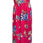 Everly Hot Pink Floral Halter Neckline Maxi Sundress Pleated Skirt from ModCloth Photo 0