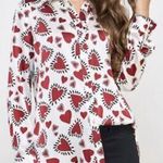Lulumari  ivory heart print button down shirt Photo 0