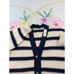 Madewell  Striped Navy Cream V Neck S Button Front Knit Cardigan Sweater Women Photo 8