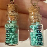 Glass jar blue bead happy earrings Photo 0