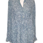 Gap Blue & White Tribal Paisley Long Sleeve Midi Dress Size Medium Photo 0