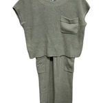 Sincerely Jules Olive Green Flare Leg Lounge Knit Sweater Set Short Sleeve XS Photo 0
