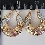 Tricolor Gold Chunky Hoop Earrings Photo 5