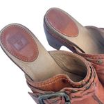 Frye Candice Woven Leather Brown Braided Buckle Clogs Size 7.5 Photo 5