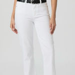 Paige  NWT High Rise Laurel Canyon Boot Raw Hem Jeans in Crisp White Size 30 Photo 0