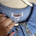 Women's Vintage Dress Denim Floral Embroidered Cottage Peter Pan Collar Western Blue Size 6 Photo 6