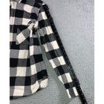 J Crew Plaid Quarter Zip Flannel Shirt Women Medium Black White Photo 4