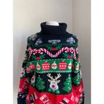 HOLIDAY Sweater Womens Sz Small Black Turtleneck Novelty Reindeer Ornament Photo 2