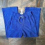 Sundry Loop Terry Wide Leg Crop Lounge Pants NWT Size Large Blue Photo 1