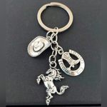 Silver Metal Western Style Cowboy Hat Horse & Boot Bag Charm Keychain Fun Gift!🐴 Photo 0