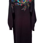 Vintage Plain Jane By Sweet Baby Jane M Black Sweater Dress Sequin Bow Holiday Size M Photo 0